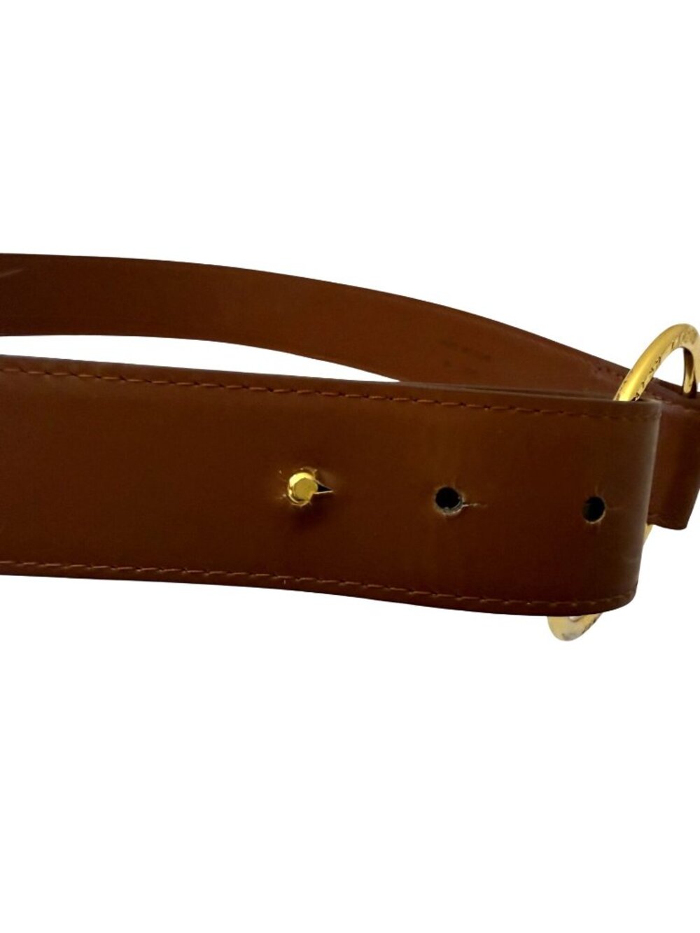 Lauren Ralph Lauren Women's Leather Belt Sz 10 Brown O-Ring Gold Tone Buckle - Picture 4 of 8
